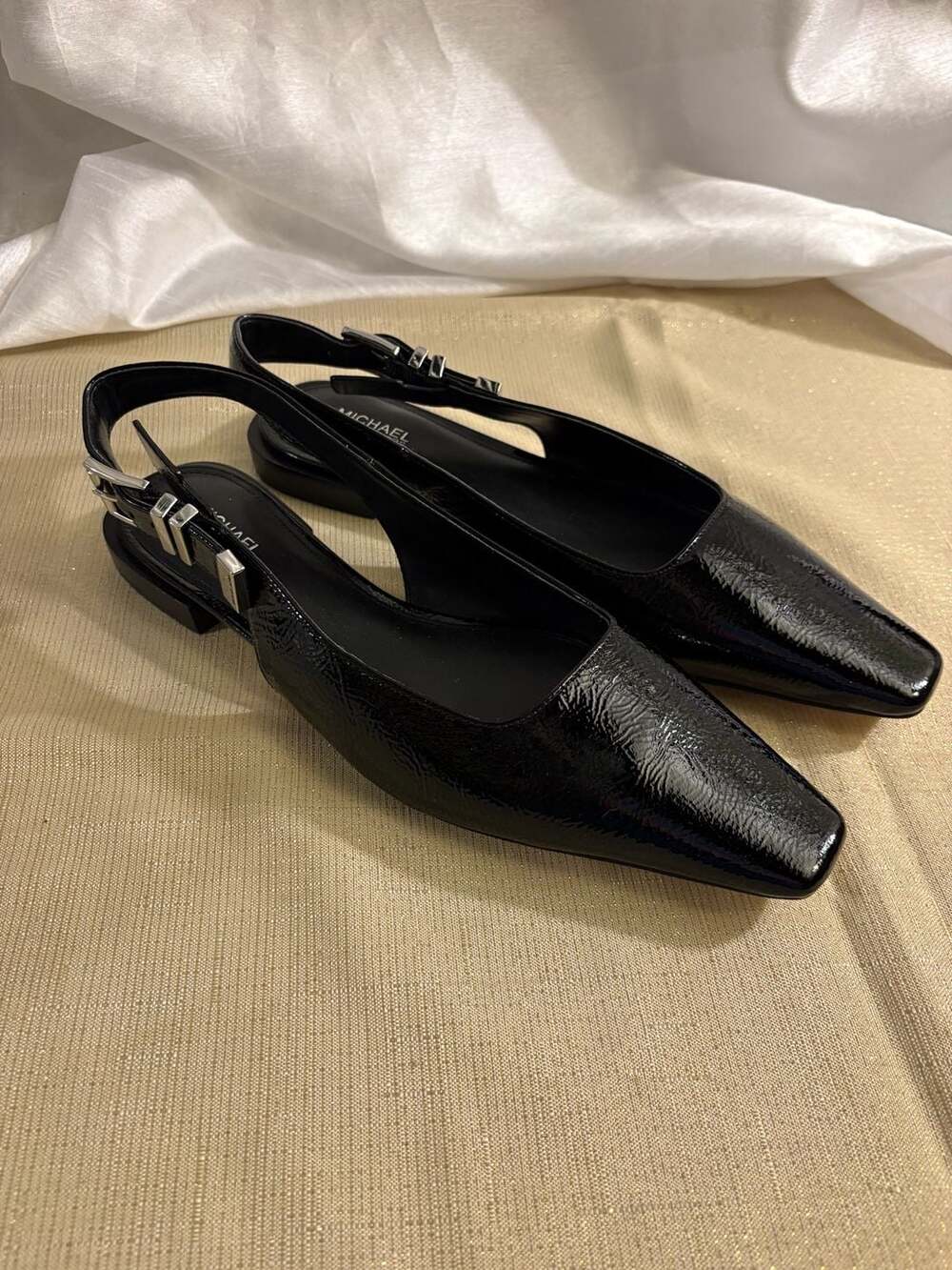 Michael Kors Darrington Slingback Flat Black Patent